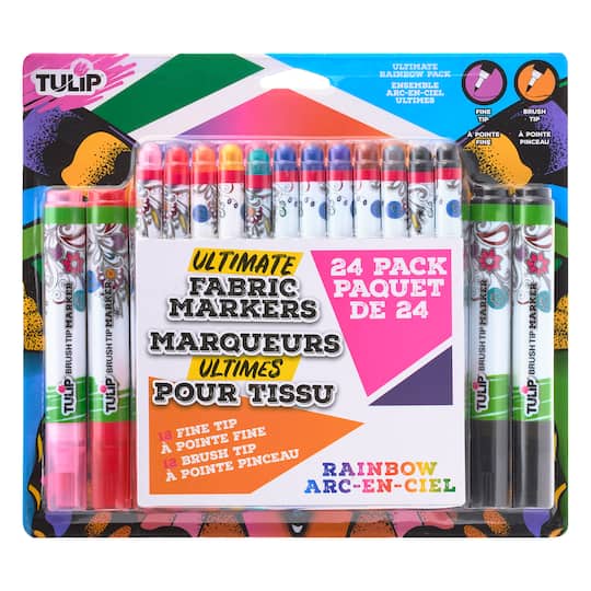 Tulip® Ultimate Fabric Markers Rainbow, 24 Pack